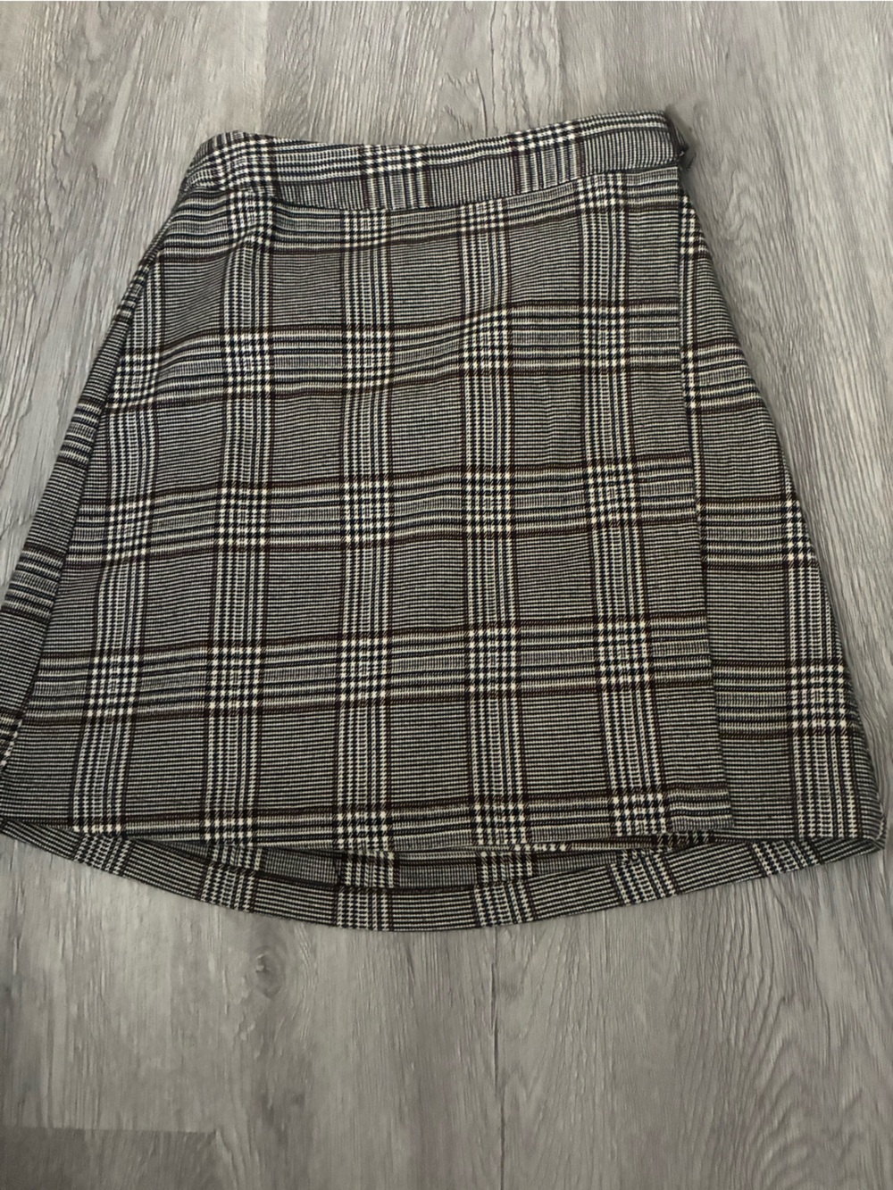 Black and White Plaid A-Line Skirt